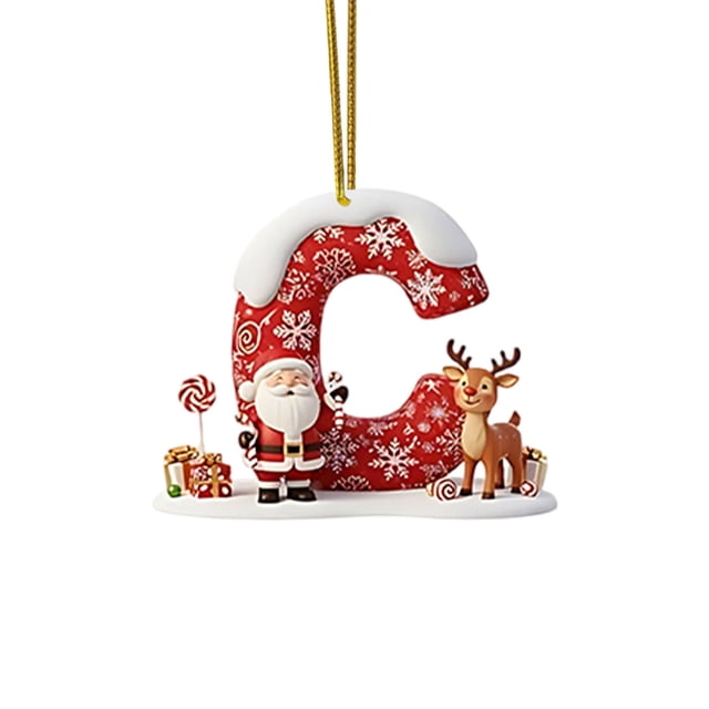 Christmas Tree Decorations Letter Pendants | 26 Alphabet Ornaments for DIY Holiday Crafts | Hanging Decorative Letters for Home Fireplace Window and Door Decor | Set of 26