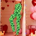 thumbnail image 2 of Ecqkame Women's Valentines Day Leggings Hearts Print Yoga Sports Fitness Pants Casual Hip Stretch Tight Pants Green XXL, 2 of 9