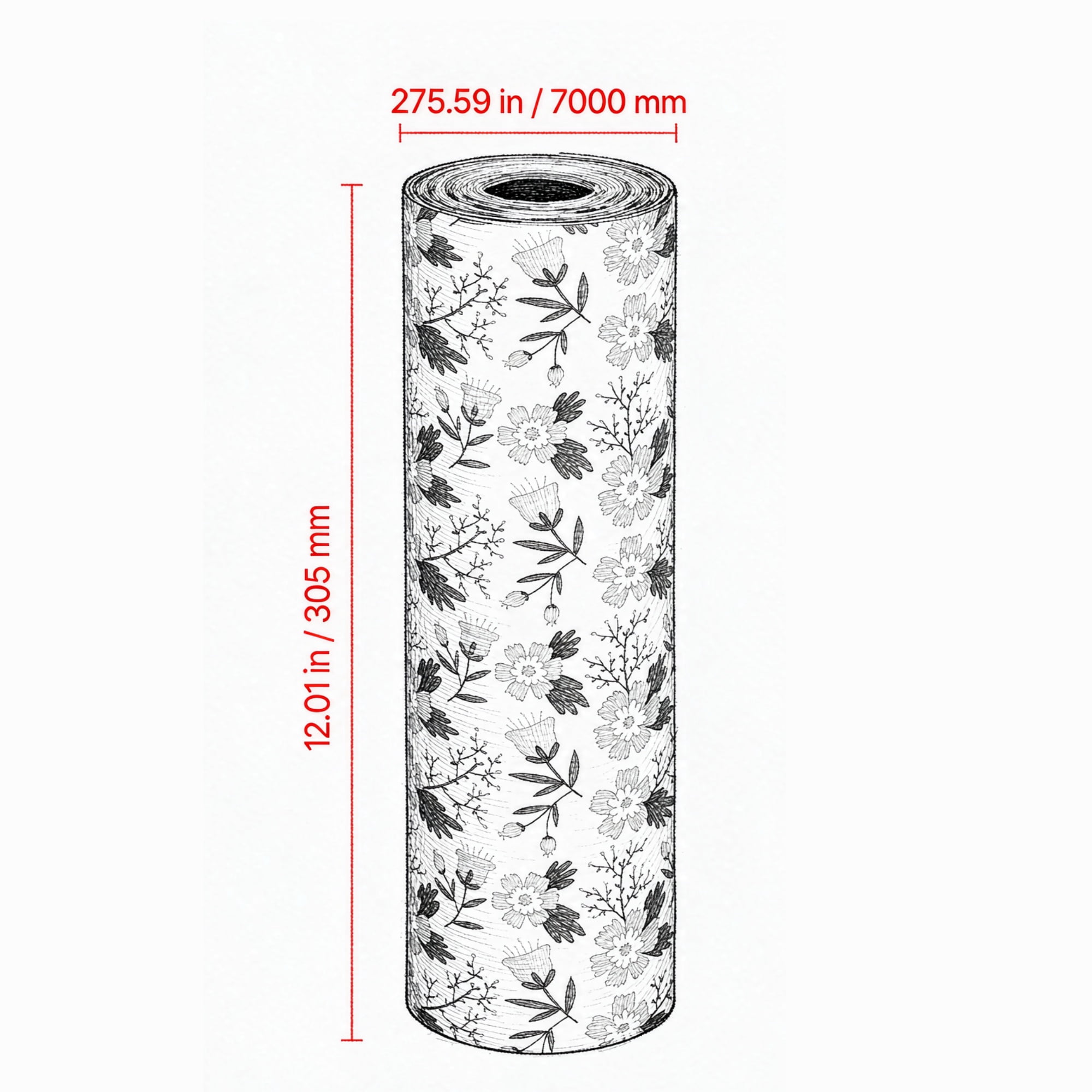 23FT Drawer & Shelf Liner, Non-Adhesive Non-Slip Waterproof PVC Mat, Thick Refrigerator Liner & Cupboard Paper, Floral Pattern for Kitchen Cabinet & Bathroom