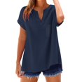 thumbnail image 2 of Blue Women Shirts, Women'S Fashion Casual V Neck Short Sleeve Top T Shirt,Women Shirts L, 2 of 5