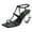 Black, variant on XYD Women Fashion Strappy Sandals Metal Circular Block High Heels Square Open Toe Pumps Party Club Shoes Size 5 Brown