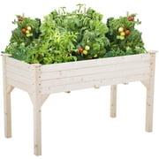 FDW 48x24x30in Elevated Raised Wood Planter Garden Bed Box Stand for Backyard, PatioNatural