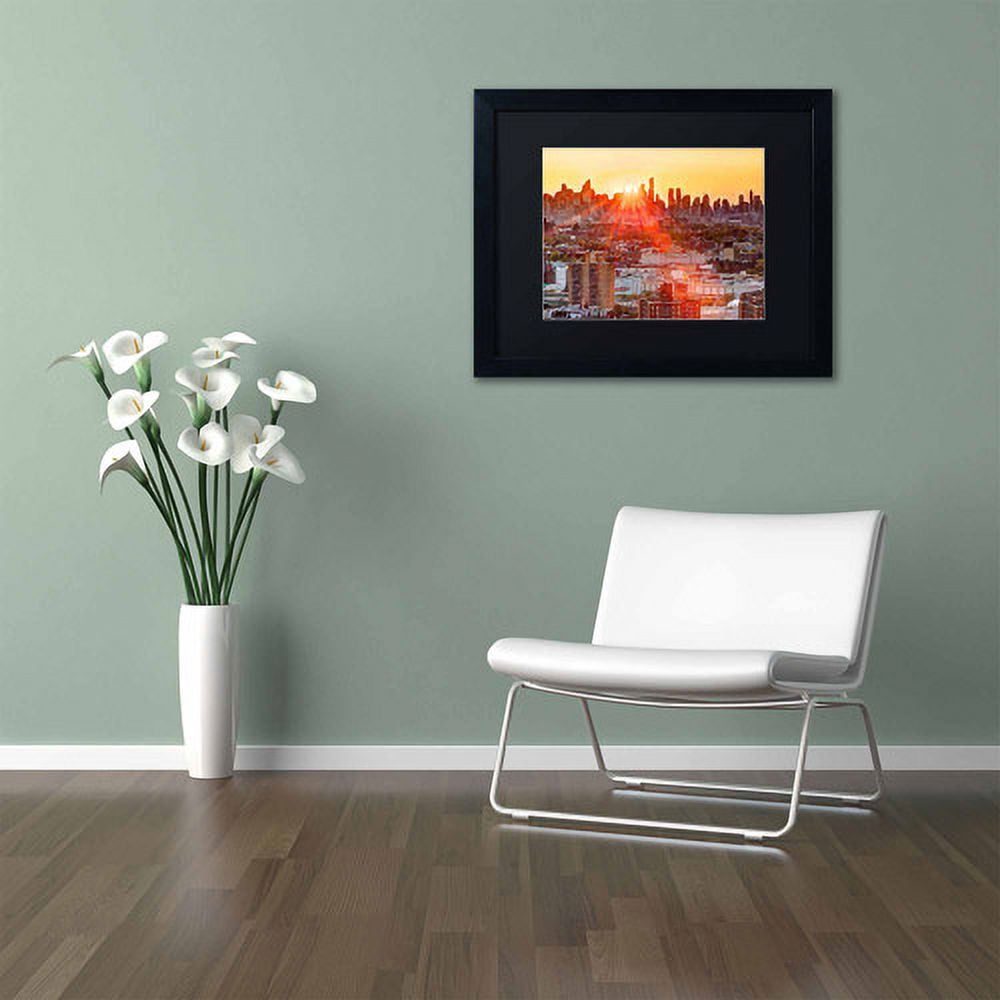 Trademark Fine Art "Midtown Sunset" Canvas Art by David Ayash, Black Matte, Black Frame