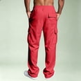 thumbnail image 5 of Dwellite Baggy Cargo Sweatpants for Men Wide Leg Jogger Pants Loose Fit Fashion Solid Color Trousers with Pockets Red 3XL, 5 of 6