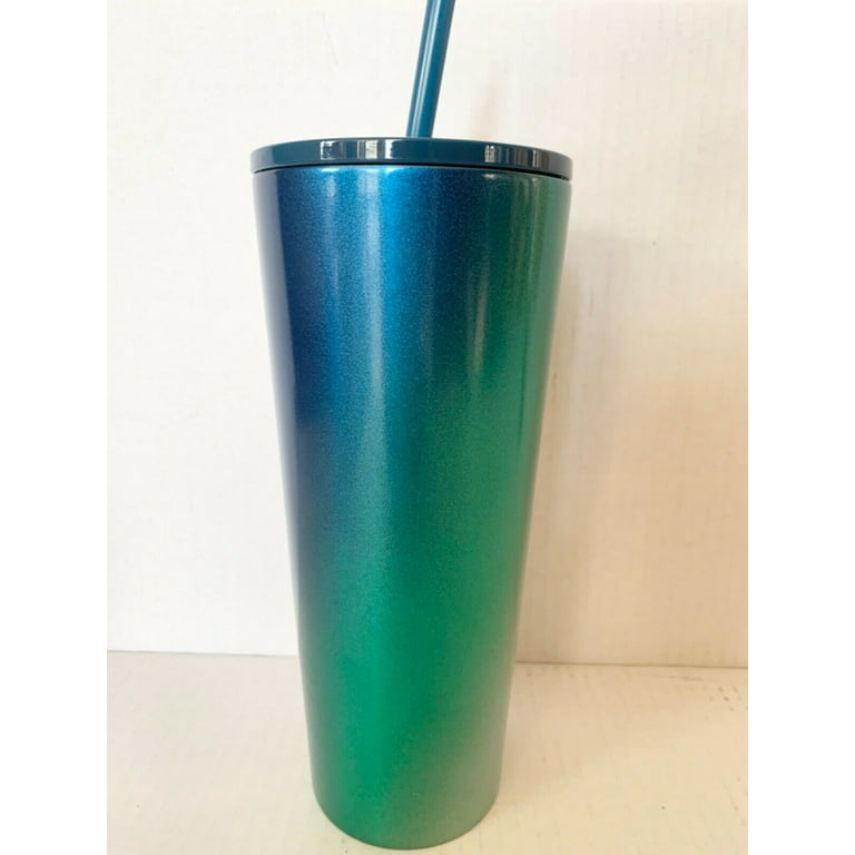 Starbucks Cold Cup Tumbler 24oz Teal Wave Swirl Turquoise Green