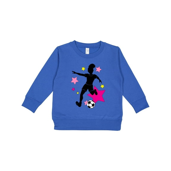Inktastic Girl Playing Soccer Pink and Yellow Stars Toddler Sweatshirt