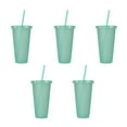 thumbnail image 3 of Kieccall 710ml Glitter Tumbler Set 5 Pack Plastic Straw Cups For Home Office Iced Coffee Fruit Tea Serving, 3 of 6