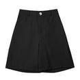 thumbnail image 2 of LIIPEE Girls Boys Dress Shorts Solid Color Stretch High Waist Uniforms Knee-Length Shorts With Pockets Child Classic Walking Shorts,Black,5-6 Years, 2 of 8