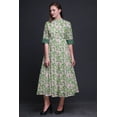 thumbnail image 4 of Bimba Robe Chemise Mi-Mollet à Manches Retroussables Imprimé Feuilles pour Femmes - Moyen, 4 of 5
