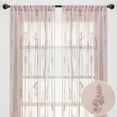 thumbnail image 1 of Chanasya Embroidered Dusty Pink Sheer Curtain 2 Panels Set - Botanical Floral Leaf Pattern Textured Drapes with Rod Pocket - for Bedroom Kitchen Window Door Patio 63 Inches Length Curtain - Rose Dust, 1 of 4