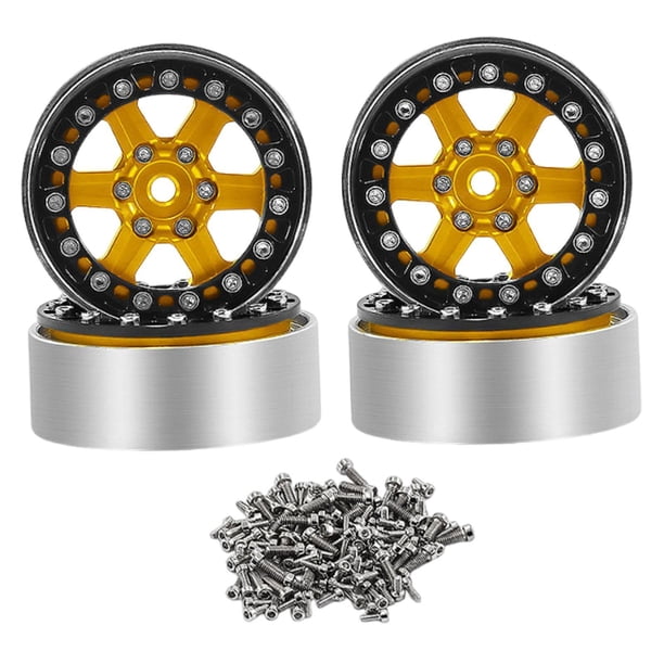 4 llantas de aleación de aluminio para RC Crawler, 1/18 1/24, fáciles de instalar, resistentes, de repuesto Oro