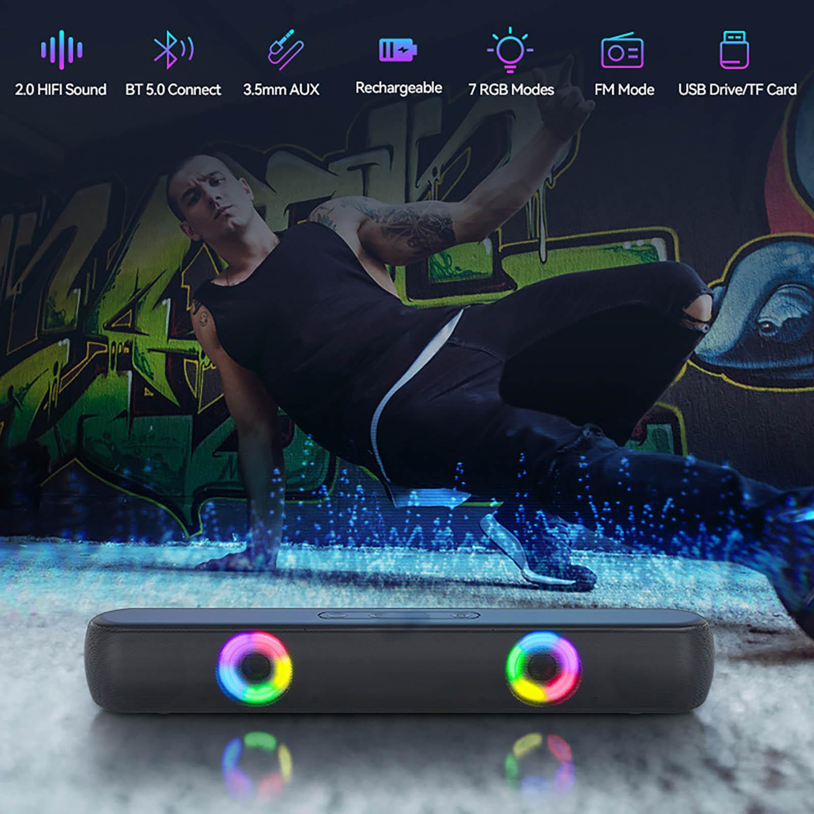 23.6 Inch RGB Bluetooth Soundbar B320 Stereo Gaming Speaker with Type-C Port