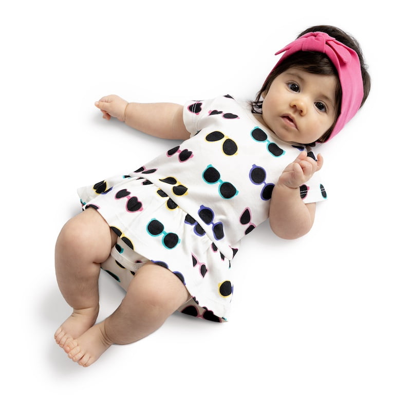 M+A by Monica + Andy Organic Cotton Gender Neutral Short Sleeve All Dressed Up Bodysuit + Headband, Sizes Newborn - 24 Months