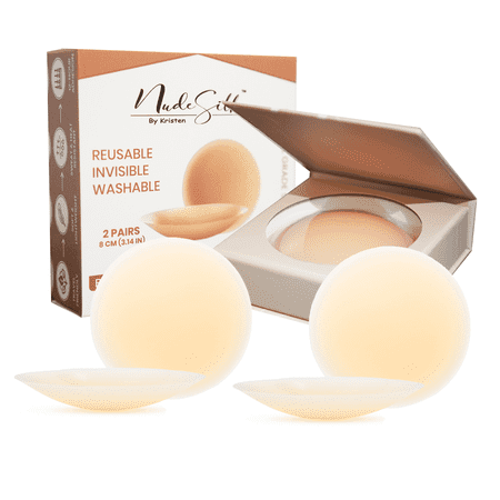 NudeSilk 2 Pairs A-C Cup Silicone Nipple Covers Sticky Bra Inserts Ultra-Thin Pasties Women Bra Backless Bras Women (LIGHT NUDE NS04)