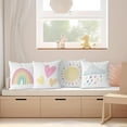 thumbnail image 2 of Watercolor Sun Rainbow Pillow Covers, Rainbow Room Decor for Girls Nursery Playroom, Kid Nursery Throw Pillow Covers 18×18 Set of 4, Gifts for Girls Kids,Rainbow Pillows for Girls, 2 of 3