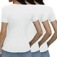 thumbnail image 4 of Camiseta básica de manga corta ajustada para mujer: camiseta de poliéster ajustada, top informal de verano, tallas S-XXL, estampado floral, apta para múltiples ocasiones, 4 of 6