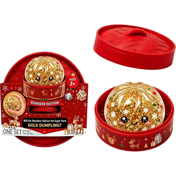 2026 Christmas Dumpling Squishy Mystery Box, New Glitter Dumplings Stress Balls with Steamer Christmas Giant Slow Rising Squishy Sensory Fidget Toys Halloween Party Favors Decor Birthday Gifts