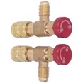 thumbnail image 1 of Valve 2 Pcs Valve de Contrôle de Réfrigération Filetage Mâle 1/4SAE Filetage Femelle 5/16SAE Adaptateur de Valve de Charge de Réfrigérant pour R410A, 1 of 7