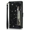 thumbnail image 6 of iPhone 13 Mini Wallet Case for Women/Girls,Dteck Bling Glitter Sparkly Girly Folio Leather Zipper Pocket Magnet Clasp Phone Case with 3 Card Holder,Strap and Stand for iPhone 13 Mini 5.4 Inch,Black, 6 of 7