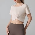 thumbnail image 2 of BUIGTTKLOP Crop Tops for Women Short Sleeve Athletic Shirts Round Neck Yoga Tops Loose Fitted Workout Tees, 2 of 6