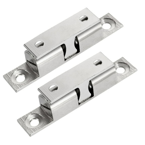 Uxcell 60mm Furniture Brass Double Ball Catch Tension Latch Silver Tone 2 Pack