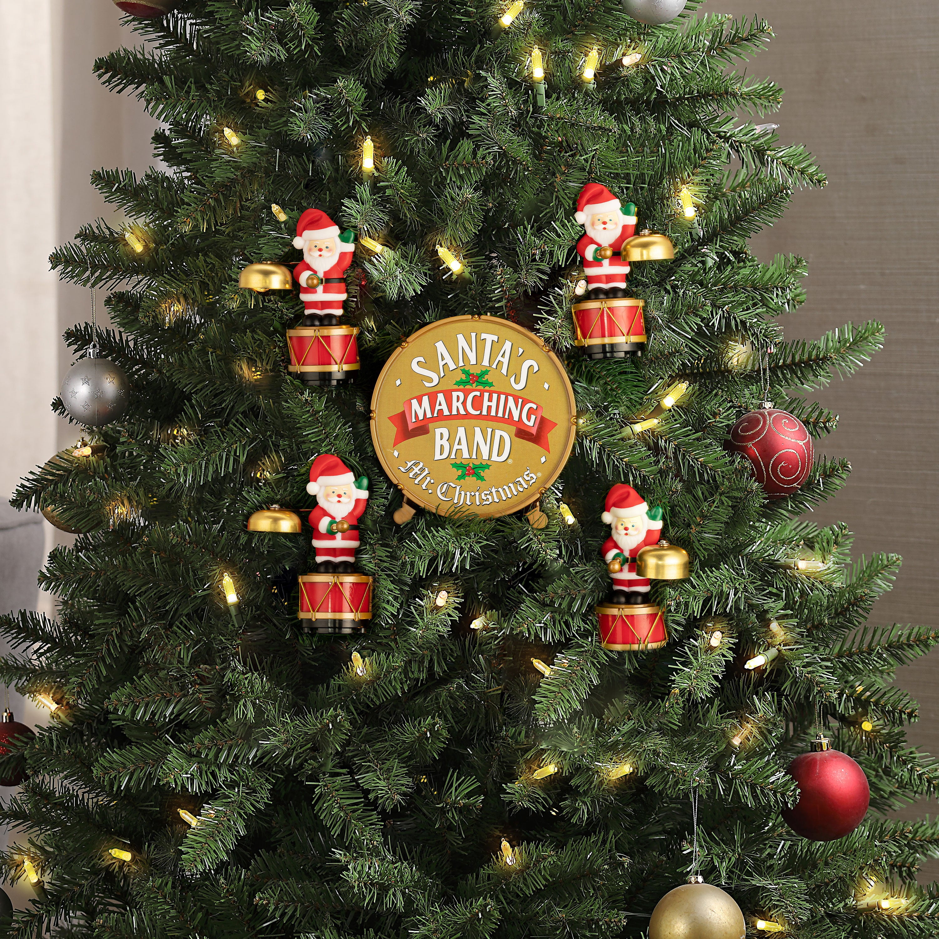 Mr. Christmas 6 In. Animated Santa's Marching Band, Gold, One Size