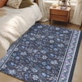 thumbnail image 5 of Navy Blue Floral Area Rugs Collection 4'x6', Ethnic Tribe Abstract Art Flowers Non Slip Indoor Rectangle Throw Runner Rug Floor Mat Carpet for Living Room Dining Table Bedroom Nursery, 5 of 9