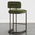 thumbnail image 6 of Spruce & Spring 30.5" Swivel Bar Stools Set of 2, Upholstered Bar Chairs with Curved Back & Channel Tufting, Metal Base for Kitchen Island & Home Bar, Green, 6 of 11