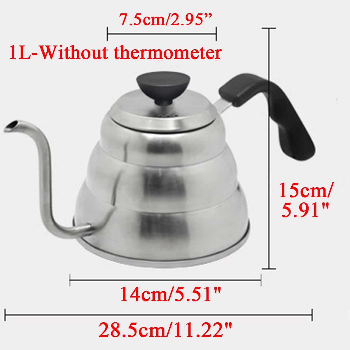 1L/1.2L Gooseneck Pour Over Coffee Kettle With Thermometer Premium