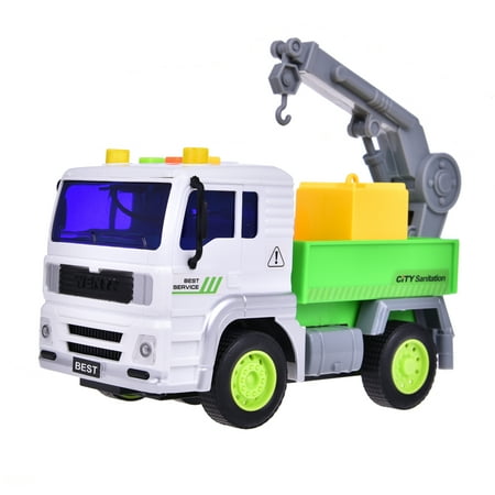 Friction Powered Garbage Truck Toy with Lights and Sounds for Kids Educational Toys