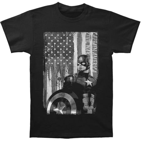 Captain America Men's  Civil War Black & White Patriot Slim Fit T-shirt Black