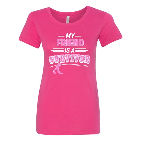 Inktastic My Friend is a Survivor Breast Cancer Awareness Women's T-Shirt