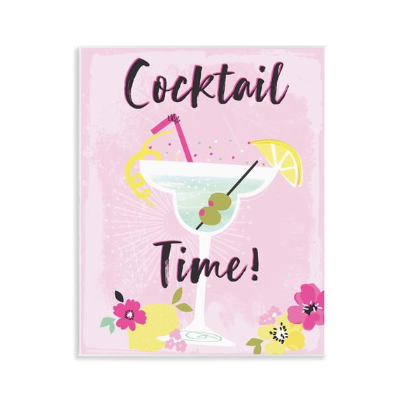 Stupell Industries Pink Cocktail Time Food & Beverage Painting Unframed Art Print Wall Art, 11 x 14