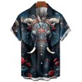 thumbnail image 5 of Camisa hawaiana con estampado de elefante en 3D, ropa de verano, manga corta, informal, con solapa y botones, para playa, ropa de calle para hombre, 5 of 5
