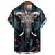 thumbnail image 5 of Camisa hawaiana con estampado de elefante en 3D, ropa de verano, manga corta, informal, con solapa y botones, para playa, ropa de calle para hombre, 5 of 5