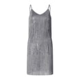 thumbnail image 4 of FOCUSNORM Femmes Fronde Robe Sans Manches sur l'Épaule V Cou Pompons Casual Partie Robe d'Été, 4 of 9