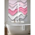 thumbnail image 4 of Pink Grey Ombre Sheer Curtains 63 Inch Length 2 Panels Set, Modern Abstract Moire Art Geometric Voile Window Treatment Rod Pocket Curtains Sheers Drapes for Bedroom/Living Room/Kitchen 52x"63"x2, 4 of 7
