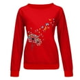 thumbnail image 5 of IROINNID Reduced Womens Long Sleeve Tops O-Neck Printing Loose Lounge Hedging Hoodie Tops,Red, 5 of 5