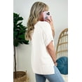 thumbnail image 2 of Chic Casual Short Sleeve Round Neck Tee - Textured White Top - [ZhiHiMeRi] | (US 8-10)M, 2 of 12
