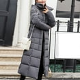 thumbnail image 4 of Lisingtool Winter Coats for Women's Solid Color Long Hooded Lace up Cotton Jacket Pocket Long Sleeve Coat Womens Coats Grey, 4 of 6