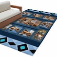 thumbnail image 2 of Cute Giraffe 3'x5' Washable Rug, Wildlife Animals Blue Ethnic Geometric Non-Slip Area Rugs for Entryway Kitchen Classroom, StainResistant Dorm Throw Carpet, Low Pile Soft Indoor Floor Mat, 2 of 9