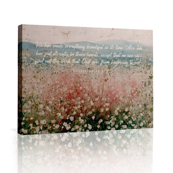 Wallume Store Ecclesiastes 3:11 Floral Bible Verse Canvas Wall Art - Affordable Stylish Home Decor