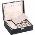 thumbnail image 1 of Joyero organizador grande para mujeres y niñas, estuche de almacenamiento de joyas de 2 capas, soporte de joyería de cuero PU con bandeja extraíble, 1 of 5