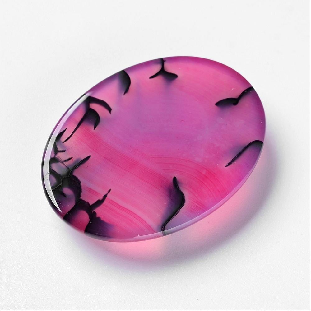 10pcs Dragon Veins Cabochons Flat Back Oval Dyed Deep Pink 40x30x7mm