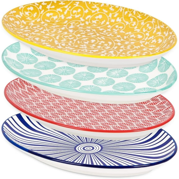 Serving Platters Ceramic   Serving Dishes for Party Entertaining  Oval Serving Plates for Sandwich  Appetizer  Fruit  Microwave Dishwasher   Set of Vintage