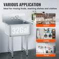 thumbnail image 6 of VEVOR Stainless Steel Prep & Utility Sink, 1 Compartment Free Standing Small Sink Include Faucet & legs, 27"x41" Commercial Single Bowl Sinks for Garage, Restaurant, Kitchen, Laundry, 6 of 9