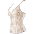thumbnail image 3 of VASLANDA Women's Gothic Jacquard Shoulder Straps Tank Overbust Corset Bustiers, 3 of 6