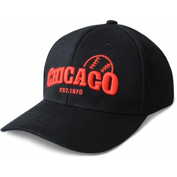 shiyou-Black Low Profile Place City Name Hat - Adjustable Embroidered Baseball Cap for Men or Women, A Black Chcg, One Size-Medium