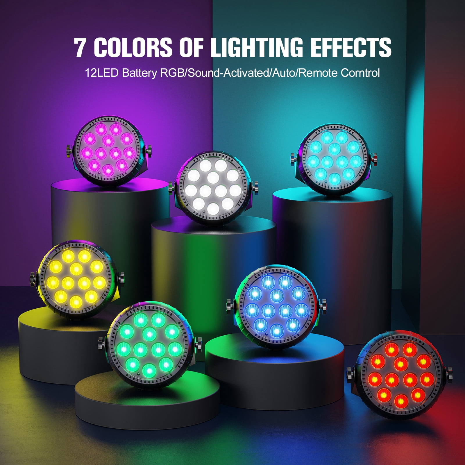 LED Par Lights Rechargeable Stage Light with Remote Control DJ Uplighting for Wedding Party Club Stage Lighting, 4pcs