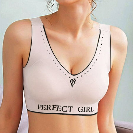 

MRULIC sports bras for women Women s Trackless Underwire Vest Ice Silk Back Sports Sleep Latex Bra Underwear White + XXL